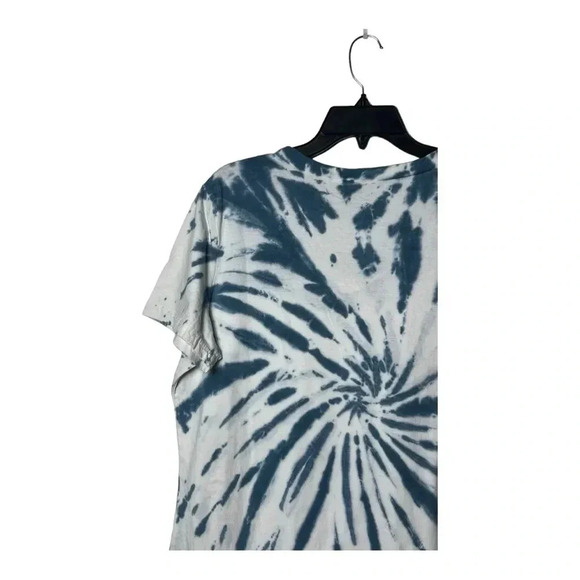 0655. LIKE LOVE SHORT SLEEVE TOP BLUE/WHITE TIE DYE PATTERN SIZE SMALL COTTON - Picture 9 of 10